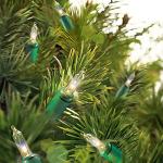100 Clear Mini Christmas Lights on Green Wire