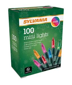 Sylvania 100 Count Mini Multicolored Christmas Lights