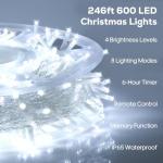 600 LED Waterproof Christmas Lights – 246FT String