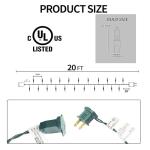 Warm White Outdoor Christmas String Lights, 20FT 100 Count
