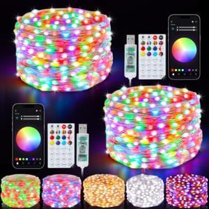 Color Changing Smart Fairy Lights 66Ft 2 Pack