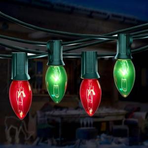 25ft C9 Red Green Outdoor Christmas String Lights