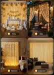300 LED Curtain String Lights with Remote