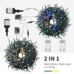 MZD8391 Color Changing Christmas String Lights Outdoor Indoor, 108FT 300 LED Warm White Multi Color Fairy Light, END to END CONNECTABLE, Waterproof Christmas Tree Lights with Timer Remote