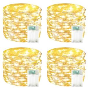 4 Pack 60 LED Fairy Lights Battery Operated with Timer, 20FT Waterproof Twinkle Lights Indoor Outdoor, Cuttable String Lights for Bedroom, Wedding, DIY, Centerpiece, Christmas Decorations (Warm White)