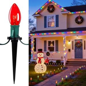 25.7 Feet C9 Multicolor Outdoor Christmas Path Lights
