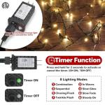 MGYIF 66FT 200 LED Christmas Light, Twinkle Xmas Lights with 8 Modes and Timer, Outdoor Waterproof Christmas Tree Lights for Room Bedroom Wedding Party Holiday Decorations, Warm White