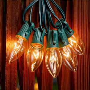 C9 Clear Outdoor Christmas String Lights, 25 Feet