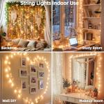JMEXSUSS 200 LED String Lights Indoor Outdoor Clear Wire, Connectable Warm White Christmas Lights for Bedroom, 66 Ft Twinkle Fairy Classroom Light Plug in for Home Wedding Tree Yard Patio Decor