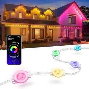 Nexillumi Permanent Outdoor Lights for House, 100ft Smart RGB LED Lights Outside with 16 Million DIY Colors, IP67 Waterproof Eternity Eaves Lighting for Christmas Halloween Holiday Daily Decorations