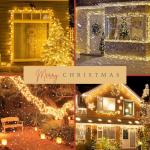 2-Pack Connectable 164FT 400LED Christmas Lights Outdoor Waterproof, Christmas String Lights with 8 Modes, Twinkle Lights Green Wire for Holiday Party Christmas Decorations, Warm White