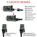 2-Pack Connectable 164FT 400LED Christmas Lights Outdoor Waterproof, Christmas String Lights with 8 Modes, Twinkle Lights Green Wire for Holiday Party Christmas Decorations, Warm White