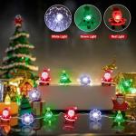 [Timer] Christmas Lights Decorations, 10 FT 30 LED Battery Operated Christmas Tree Santa Snowflake String Lights, 8 Lighting Modes Waterproof Xmas Fairy Lights for Home Party Indoor Outdoor Decor