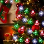 [Timer] Christmas Lights Decorations, 10 FT 30 LED Battery Operated Christmas Tree Santa Snowflake String Lights, 8 Lighting Modes Waterproof Xmas Fairy Lights for Home Party Indoor Outdoor Decor