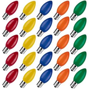 Brightown Multicolor C9 LED Christmas Bulbs, 25 Pack