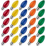Brightown Multicolor C9 LED Christmas Bulbs, 25 Pack