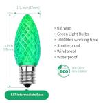 C9 LED Replacement Christmas Light Bulbs - Green 25 Pack