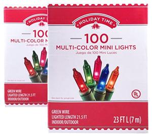 100 Multi-Color Mini Christmas Lights - 2 Pack