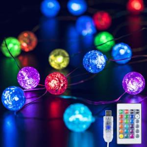BEWIN Colorful Globe String Lights with Remote