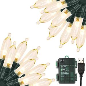 33ft Green Battery-Powered LED Christmas Lights