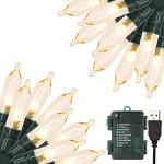 33ft Green Battery-Powered LED Christmas Lights