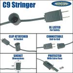 25 Foot C9 Multi Ceramic Christmas String Lights
