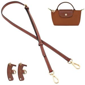 Brown-Gold Leather Shoulder Strap for Longchamp Bags