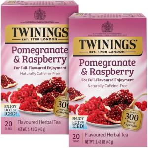 Twinings Pomegranate Raspberry Herbal Tea Bags, 40 Count