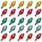 25 Pack Multi-Color C7 Bulbs for Christmas Lights