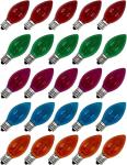 25 Colored Blinking C7 Christmas Light Bulbs