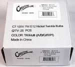 25 Colored Blinking C7 Christmas Light Bulbs