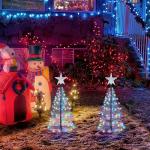 Solar Spiral Christmas Trees with Colorful Lights