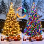2 Pack Warm White & Multicolor Solar Christmas Lights