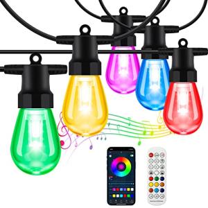 Color Changing Outdoor String Lights with Music Sync