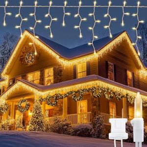 200 Connectable Warm White Icicle Christmas Lights