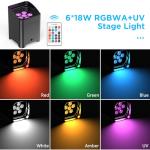 Battery-Powered RGBWA+UV Musical Uplights - 4 Pack