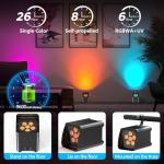 Battery-Powered RGBWA+UV Musical Uplights - 4 Pack