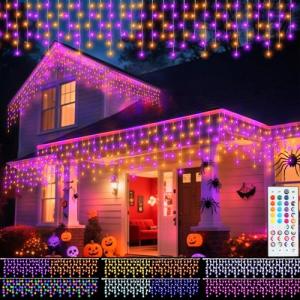 Pooqla Color Changing Christmas Icicle Lights with Remote