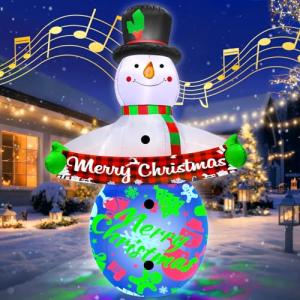 7FT Snowman Inflatable with Music & Color Projector