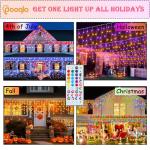 Pooqla Color Changing Christmas Icicle Lights with Remote