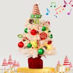 Mini Flocked White Christmas Tree with Lights and Music