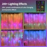 Color Changing Music Sync Curtain Lights, 9.8 FT