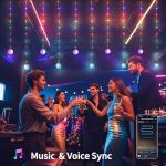 Color Changing Music Sync Curtain Lights, 9.8 FT
