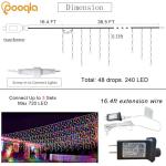 Pooqla Color Changing Christmas Icicle Lights with Remote