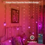 Color Changing Music Sync Curtain Lights, 9.8 FT
