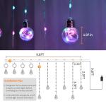 Color Changing Music Sync Curtain Lights, 9.8 FT