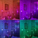 Color Changing Music Sync Curtain Lights, 9.8 FT