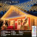 Pooqla Color Changing Christmas Icicle Lights with Remote