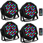 RGB LED Par Lights 4 Pack - Sound Activated