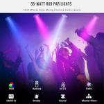 RGB LED Par Lights 4 Pack - Sound Activated